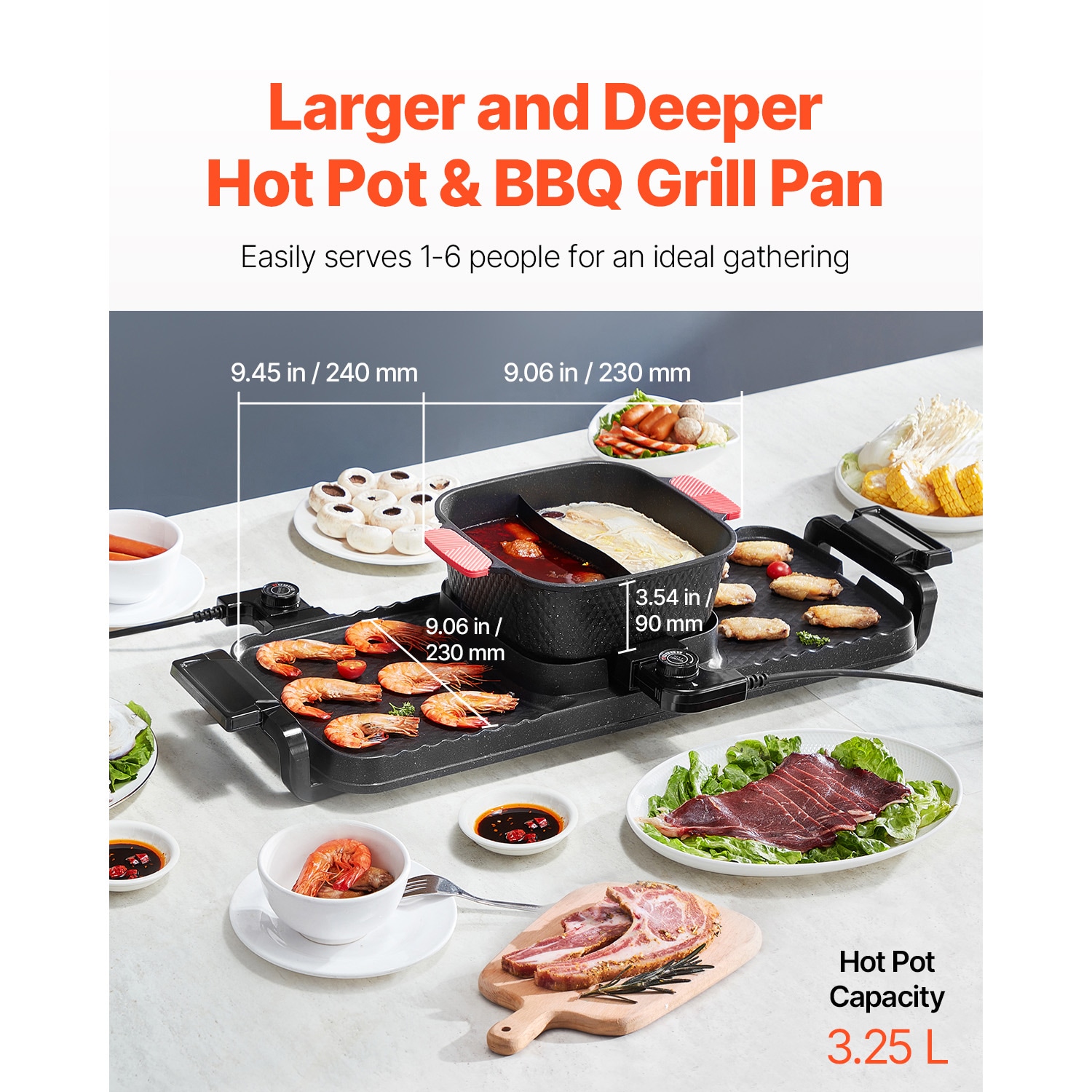 Electric Hot Pot With Smokeless Bbq Grill Pan For Kitchen Cooking_voghion.com